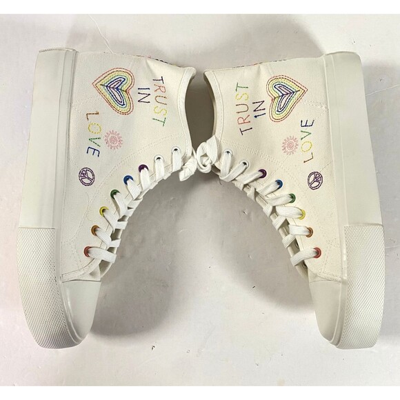 American Eagle Trust In Love High Top Sneakers Women Sz 10 Multicolor NWOT Read - Picture 2 of 16